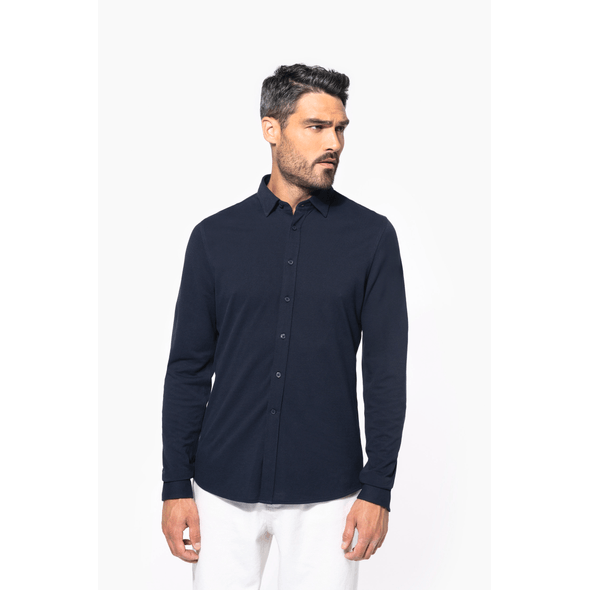 Kariban | Long-sleeved piqué knit shirt